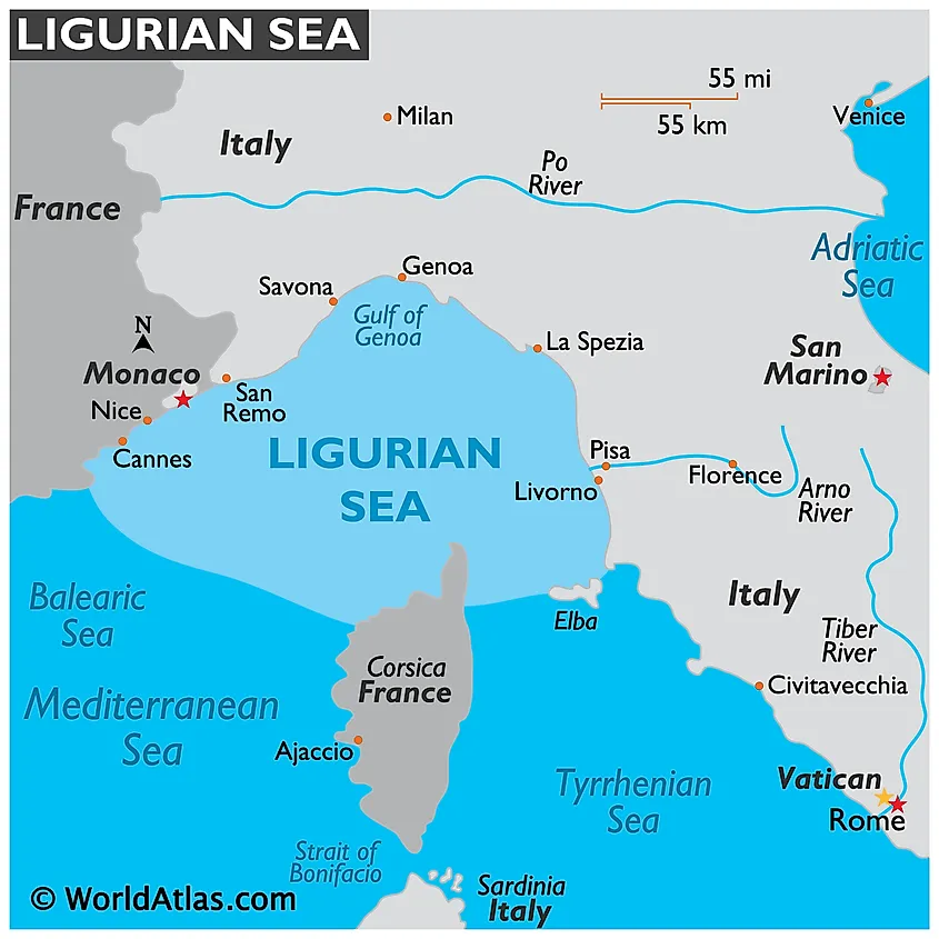 Ligurian Sea map