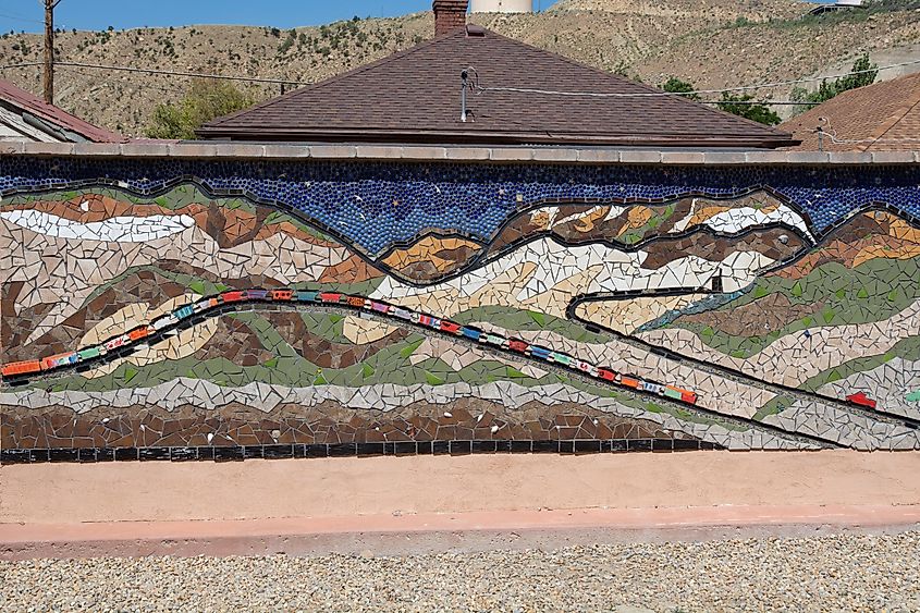 Mine mosaic in Helper in Utah (USA).