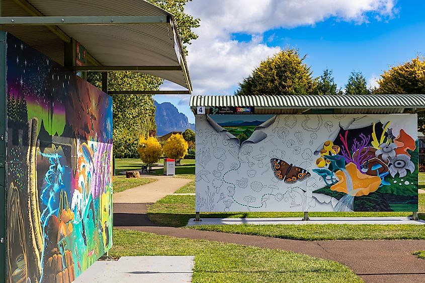 Murals in Sheffield, Tasmania, Australia.