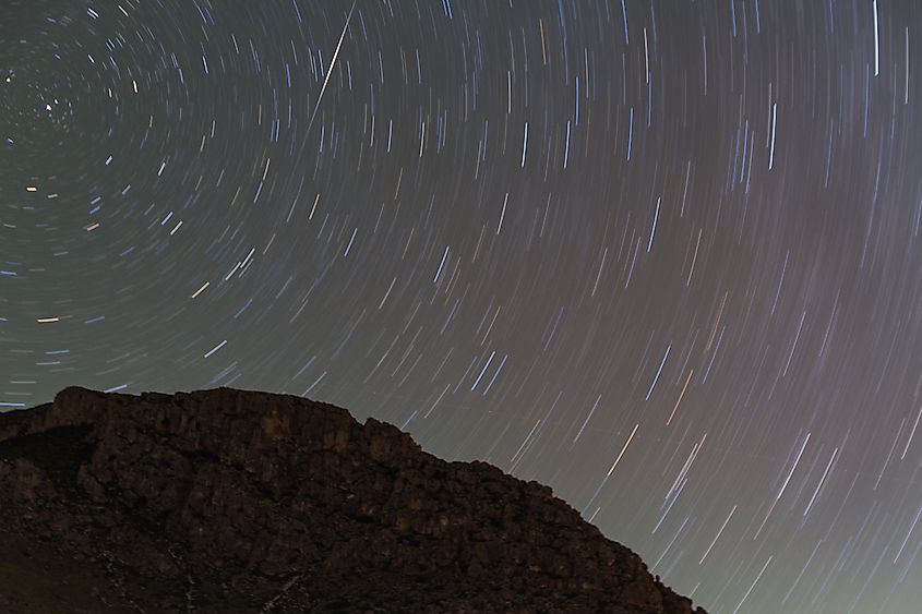 Star trails over Guadalupe National Park in Texas.