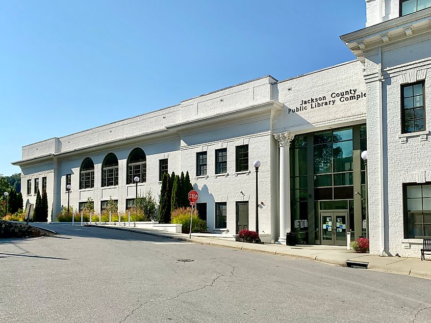 View of the Jackson County Public Library in Sylva, North Carolina.