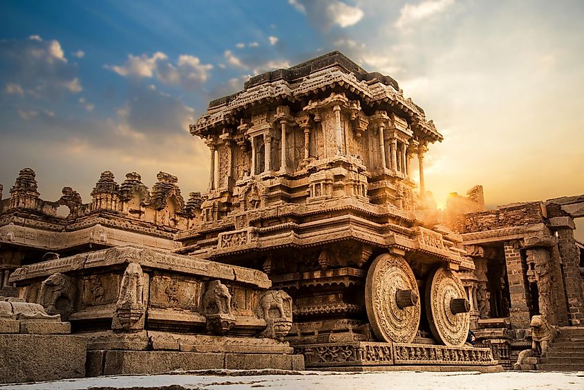The Stone Chariot at the Vittala Temple complex, Hampi, India