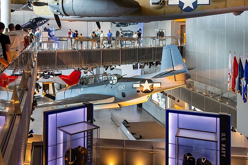 World War 2 airplanes in the National WWII Museum in New Orleans, Louisiana.