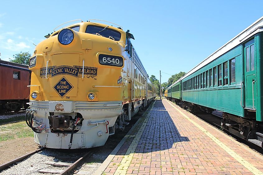 Boone, Iowa, United States - August 2020: trains at Boone and Scenic Valley Railroad, James H. Andrew Railroad Museum.