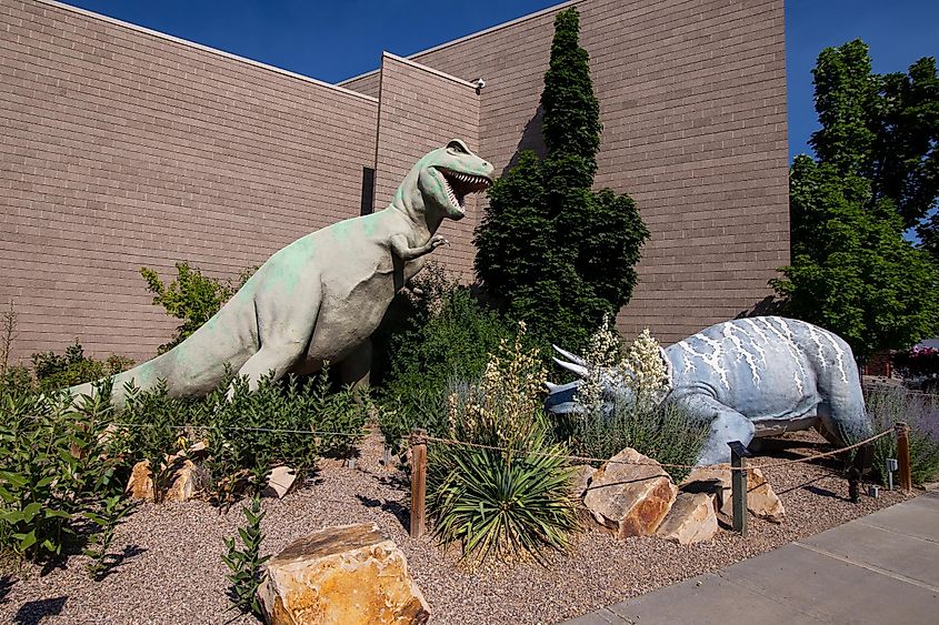 A museum with dinosaur sculptures in Vernal, Utah