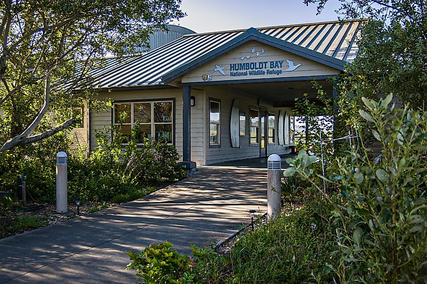 The Visitor Center at Humboldt Bay National Wildlife Refuge. The refuge is a converted dairy farm and features waterfowl, raptors, and song birds.