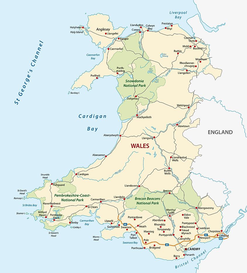 Map showing the location of the Cardigan Bay.