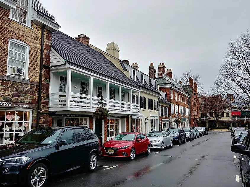 Streetscape of Palmer Square in downtown Princeton.