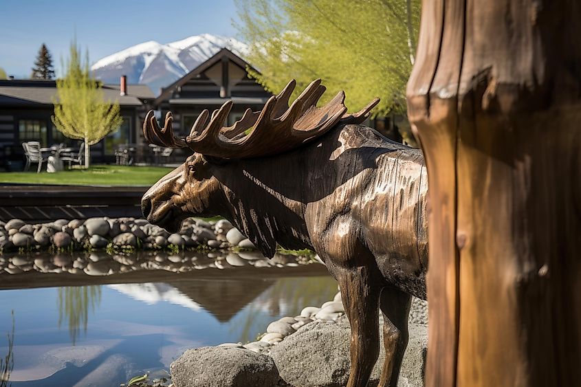 A moose statue in Ketchum, Idaho.