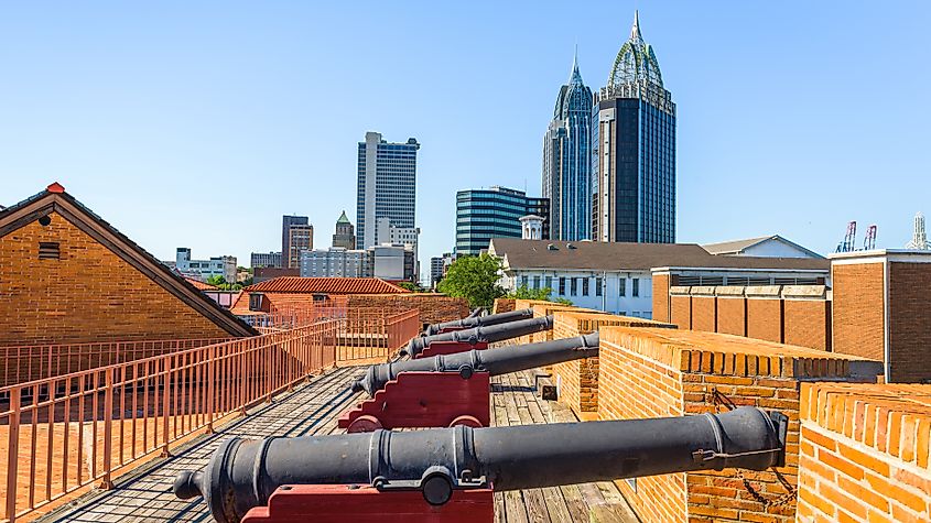 Mobile, Alabama, USA skyline and fort. Sean Pavone via Shutterstock