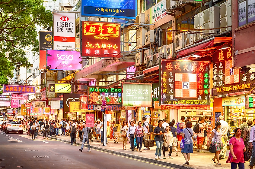 Tsim Sha Tsui street is a very popular shopping place in Hong Kong.