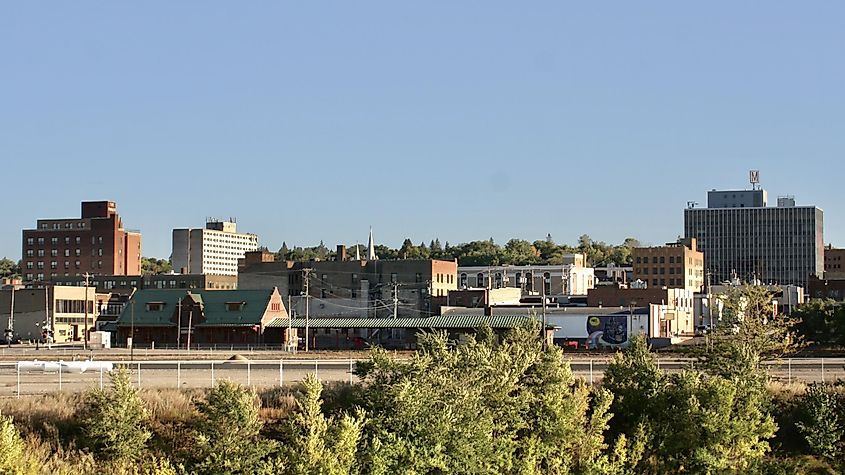 Downtown Minot, ND just as leaves begin to change.