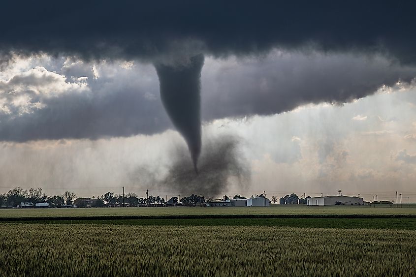 EF2 tornado lofting debris from a home in Lockett, Texas