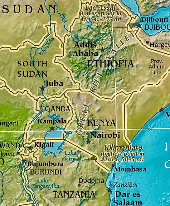 Africa great rift valley map