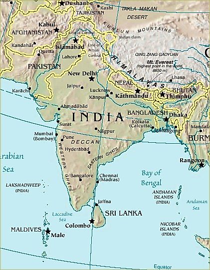 Political Map Of Indian Subcontinent
