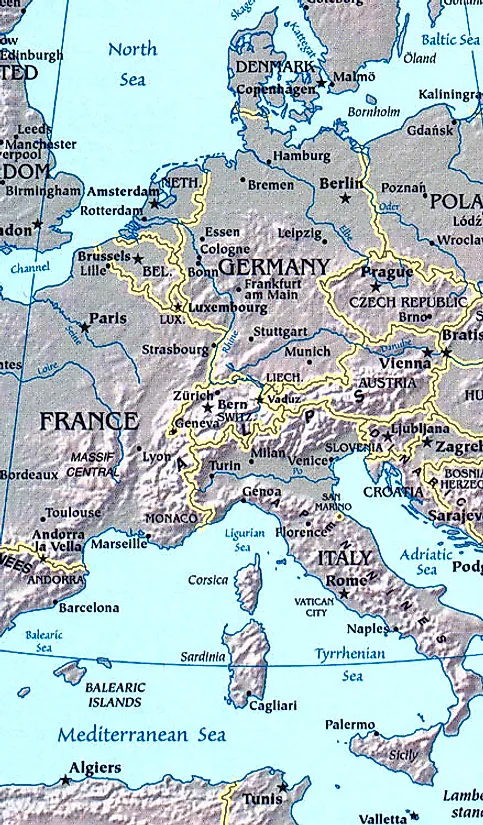 europe relief map