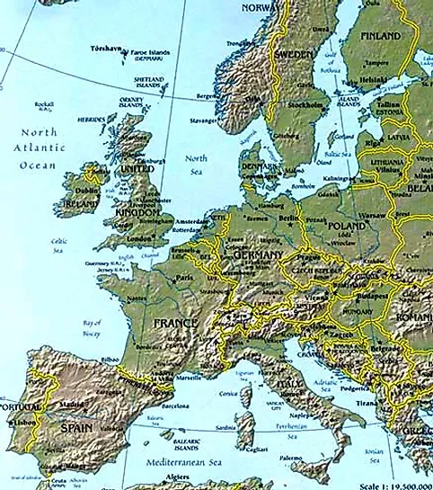 europe topographical map