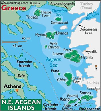 Northeast Aegean Islands Map / Geography of Northeast Aegean Islands ...