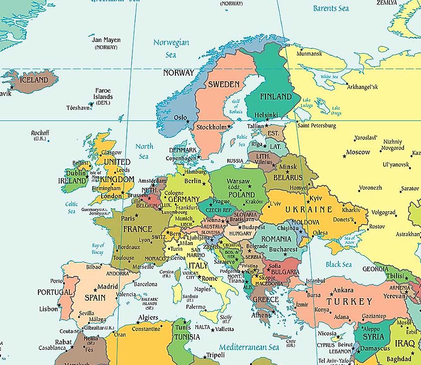large political map of europe