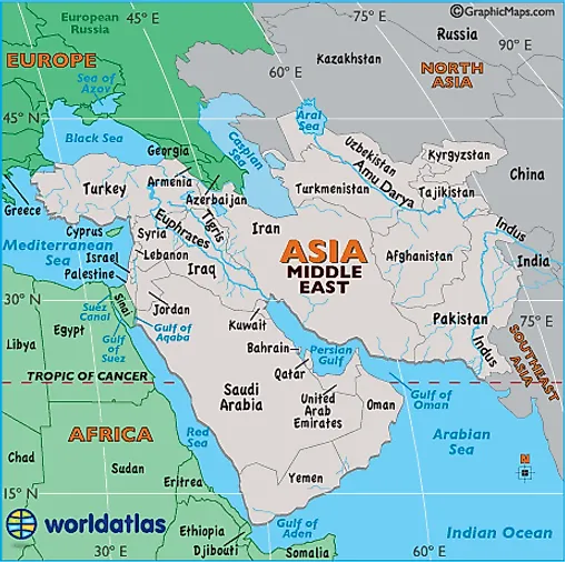 Middle East Rivers Map