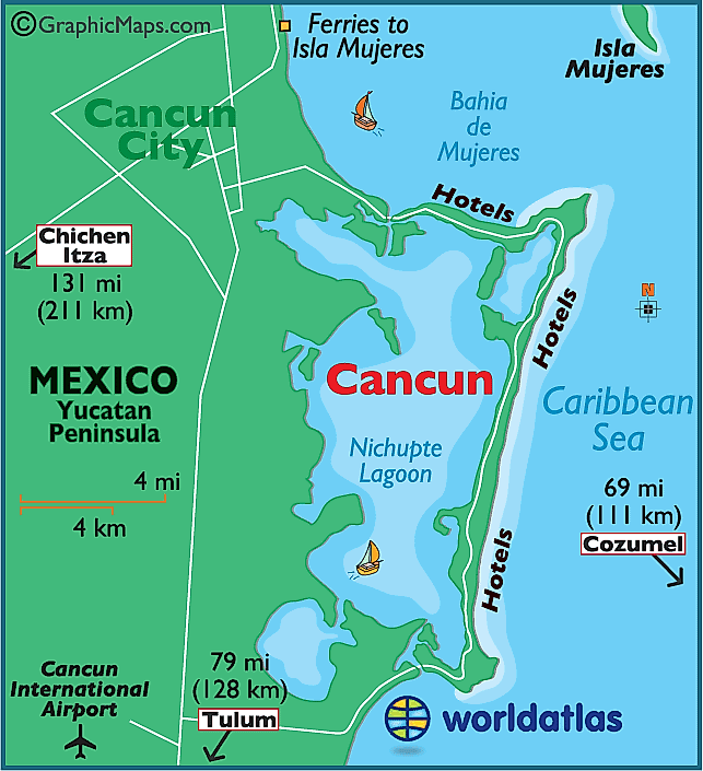 Cancun Large Color Map Cancun Large Color Map