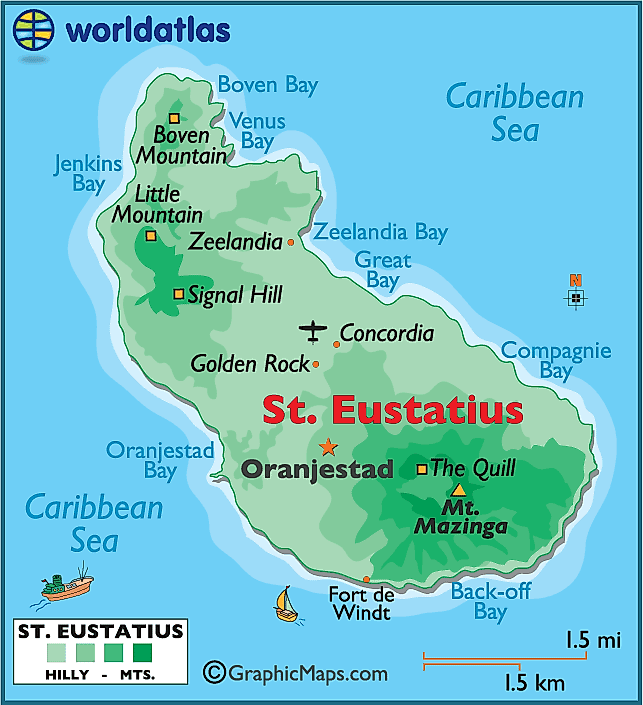Saint Eustatius Large Color Map