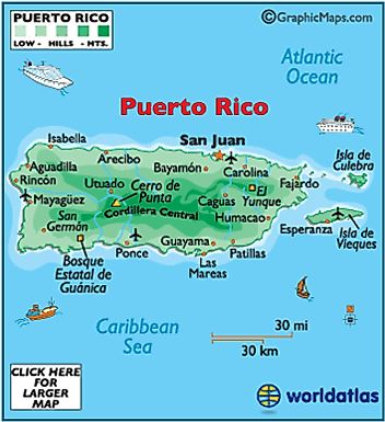 Map of Puerto Rico, Puerto Rican Map, San Juan Puerto Rico, Map of Caribbean Islands