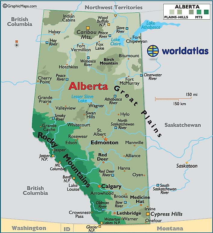 Alberta Canada Large Color Map