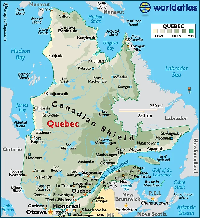 Quebec Canada Large Color Map