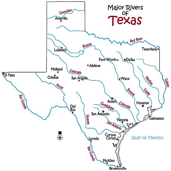 Texas Rivers Map