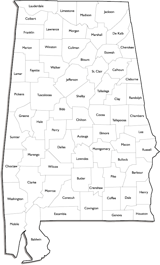 Printable Alabama County Map