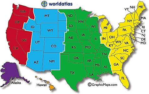 usa time zone map