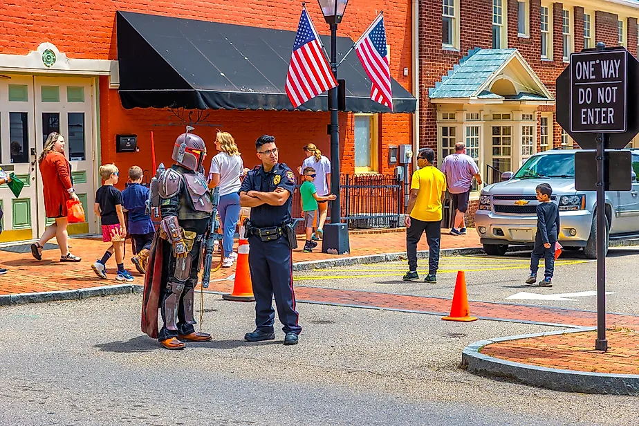 An outdoor event with people dressed as fictional characters in Jonesborough, Tennessee. Image credit: Dee Browning / Shutterstock.com.