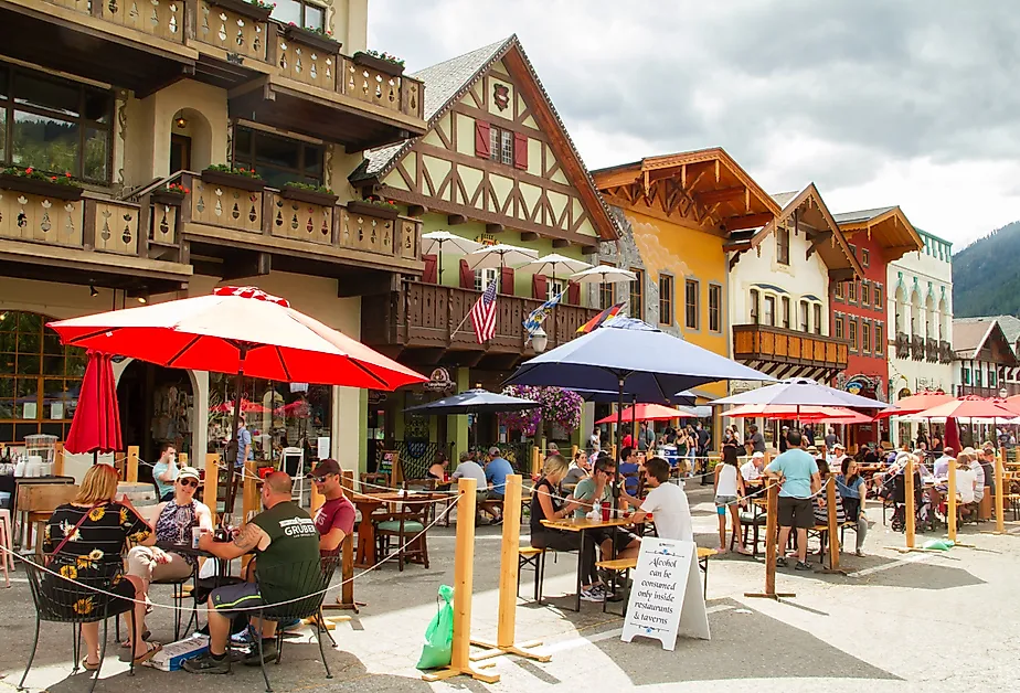 Downtown street in Leavenworth, Washington.
