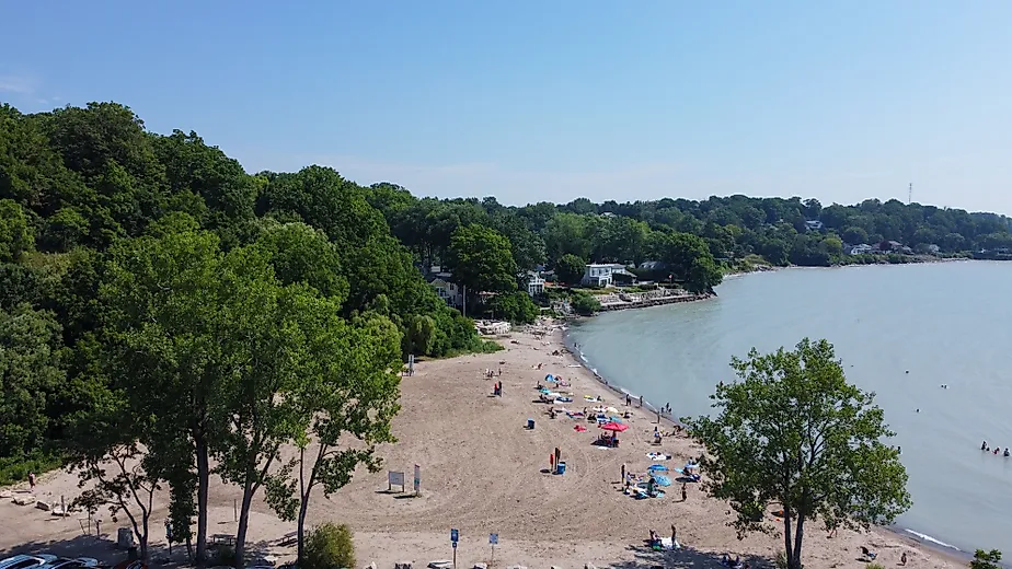 A landscape view of the beach of Erie lake. Port Stanley Ontario, Canada.