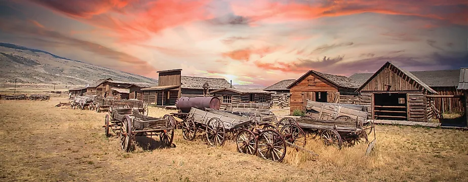 Ghost town in Cody, Wyoming, US West