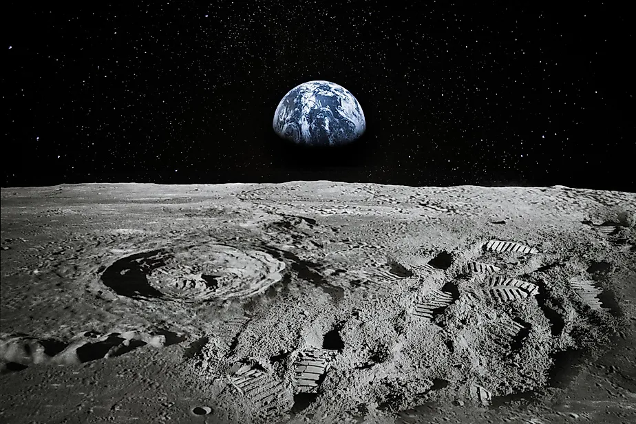 Earth as seen from the surface of the Moon.