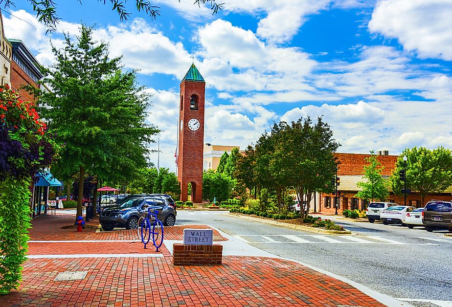 Main Street in Downtown Spartanburg, South Carolina.