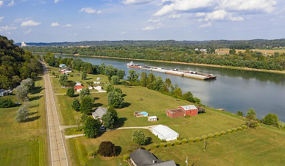  Aerial view of the Ohio River flowing by Gallipolis.
