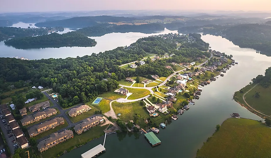 Aerial view of Johnson City, Tennessee.