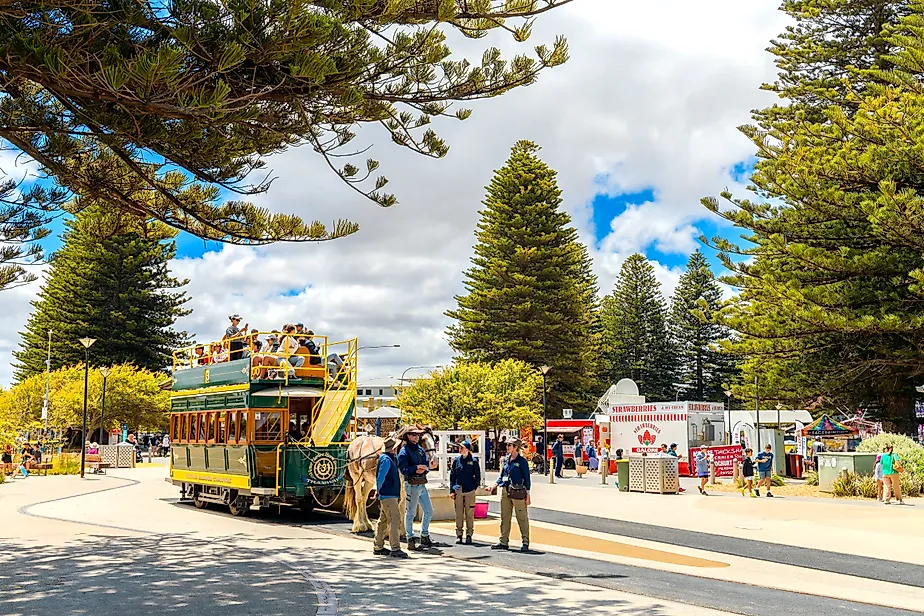 Trolley with tourists in Victor Harbor, South Australia. Image credit: myphotobank.com.au / Shutterstock.com