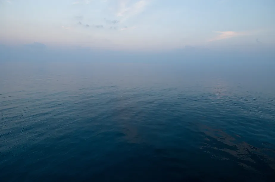 Calm seas in the Gulf of Mexico offshore from the Louisiana coast.