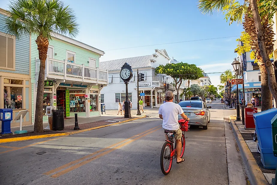 Key West, Florida, United States: Street view of the Main Strip in the Downtown City where all the bars are located.