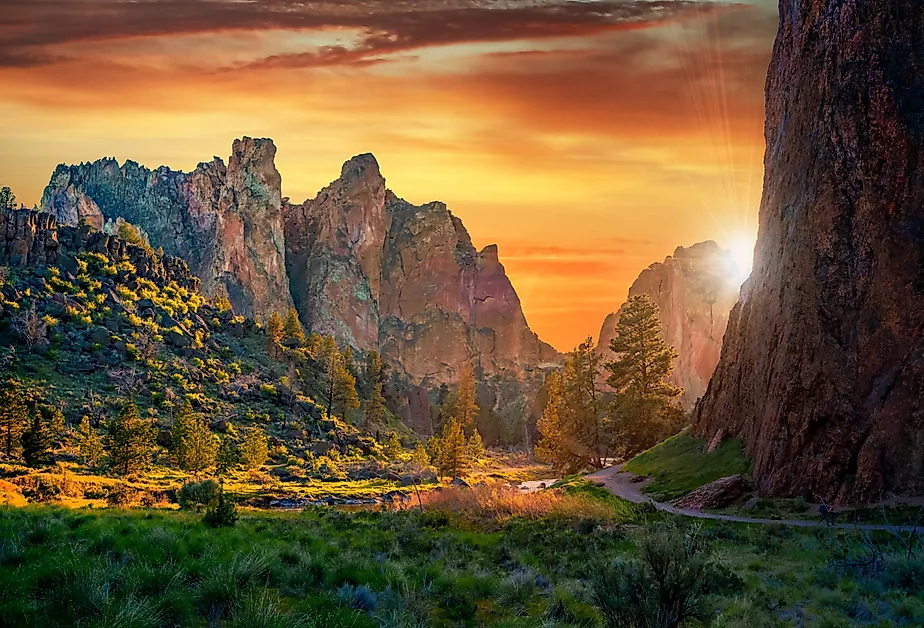 The towering cliffs at Smith Rock State Park near Bend, Oregon.