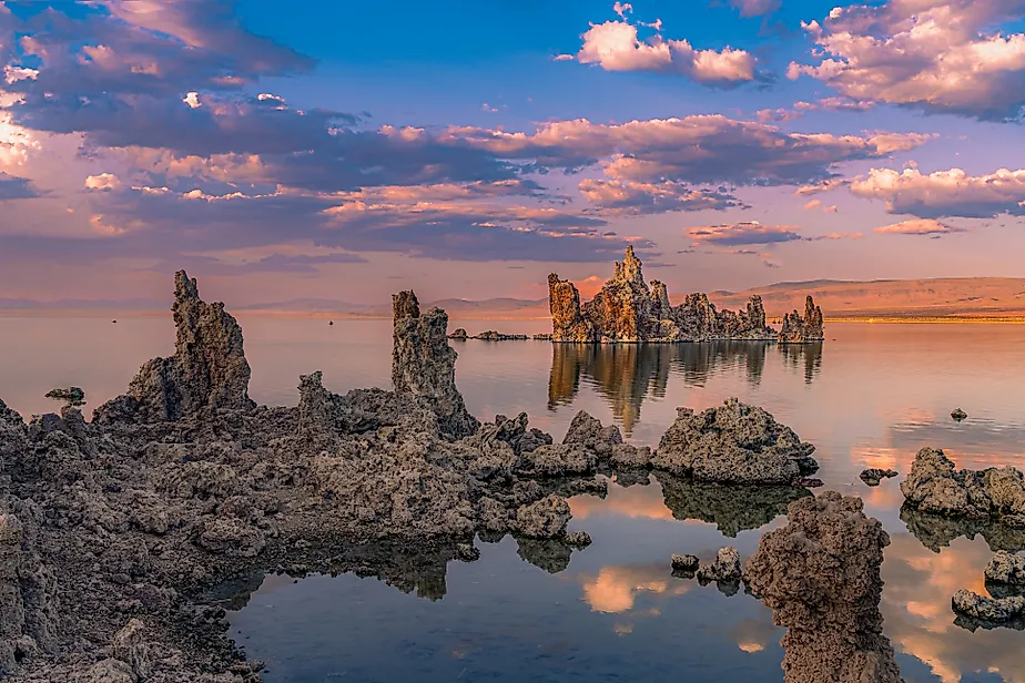 Mono Lake tufa formations under a cloudy sky