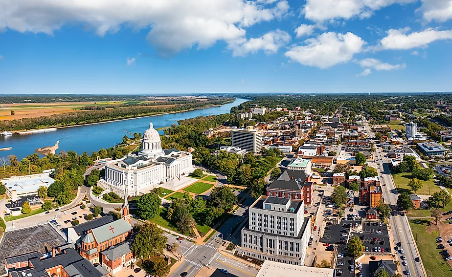 Aerial view of Jefferson City, Missouri. 