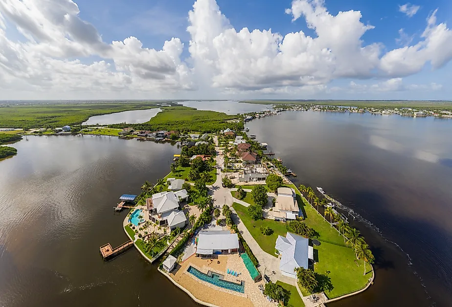 Aerial drone photo of Matlacha, Florida.