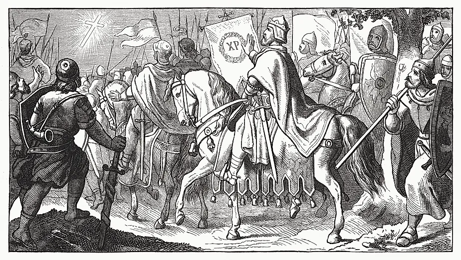 Constantine the Great ( c. 272 ​​– 337) on his way to the Battle of the Milvian Bridge
