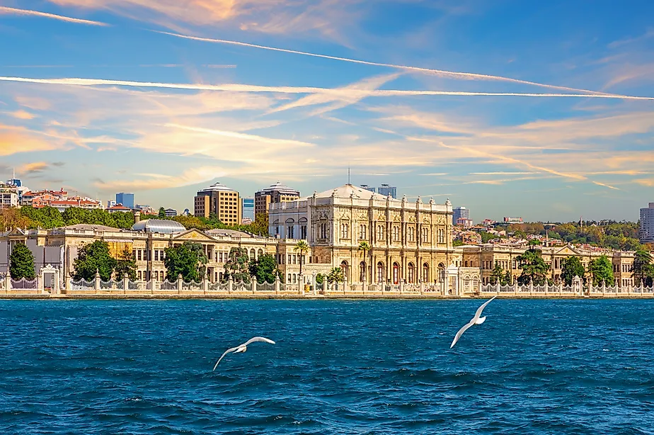 Dolmabahce Palace along the Bosphorus in Istanbul, Turkey