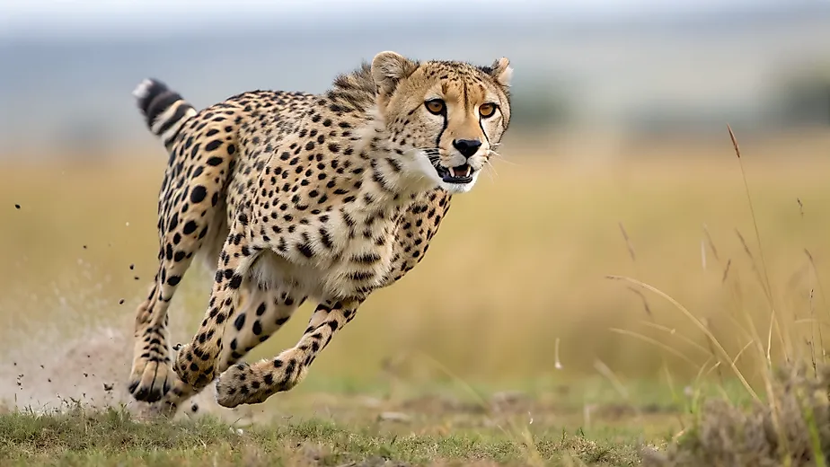 A cheetah in hot pursuit of prey.